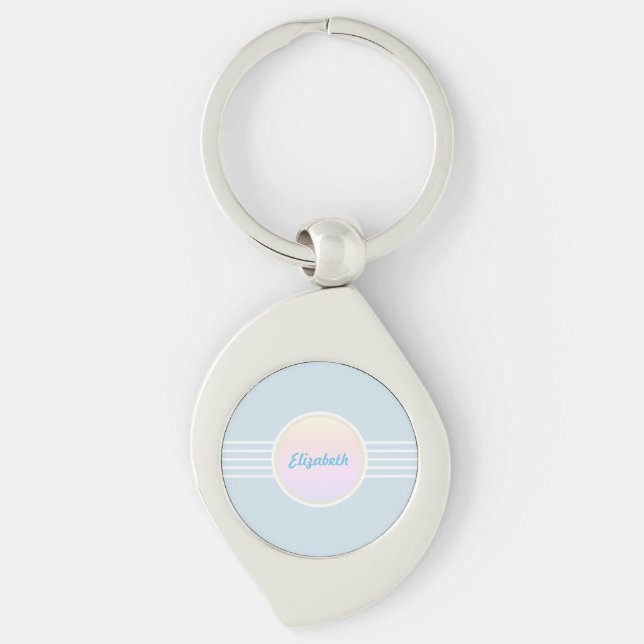 Porte-clés Glam rétro Personnalisé Ice Bleu et Opal (Devant)