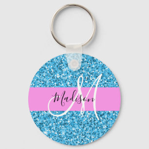 Porte-clés Glam Sky Blue Parties scintillant rose étincelles 