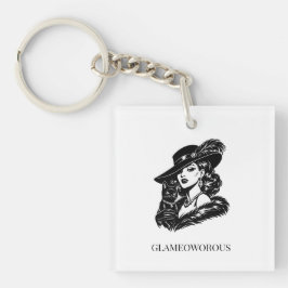 Porte-clés Glam Woman with Cat Fashion Illustration