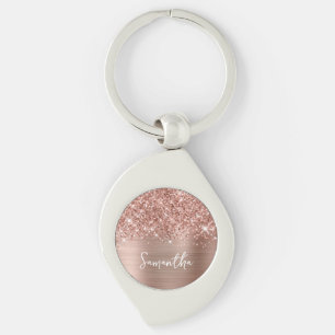 Porte-clés Glamour Rose Gold Pailleté Nom