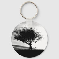 Glastonbury Hawthorn. Arbre. Noir et Blanc.