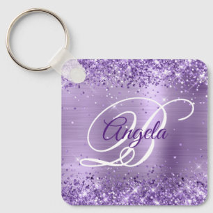 Porte-clés Glitter Lumière Violet Huile Fancy Monogramme