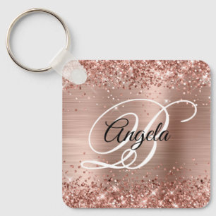 Porte-clés Glitter Rose Or huile Fancy Monogramme