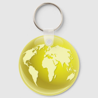 Porte-clés Globe du monde jaune