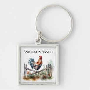 Porte-clés Gloire du matin : Rooster d'aquarelle, coutume