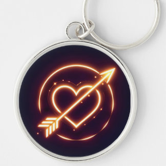 Porte-clés glowing image of a heart with cupid's arrow
