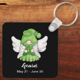 Porte-clés Gnome Gemini Astrology Sign Angel Keychain