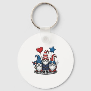 Porte-clés Gnome Patriotique Gravure Vintage Design Vectoriel