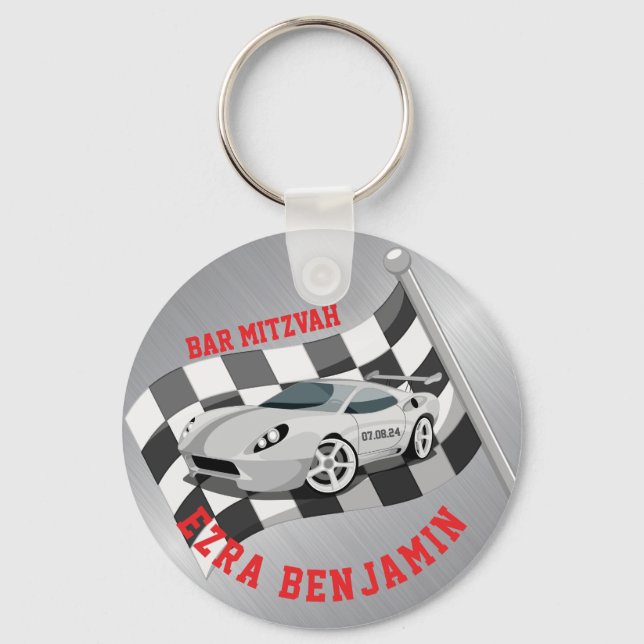 Porte-clés Go-kart Car Racing Bar Mitzvah (Recto)