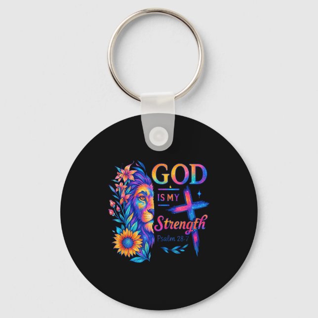 Porte-clés God Is My Strength Psalm 28_7 Lion Tee  (Recto)