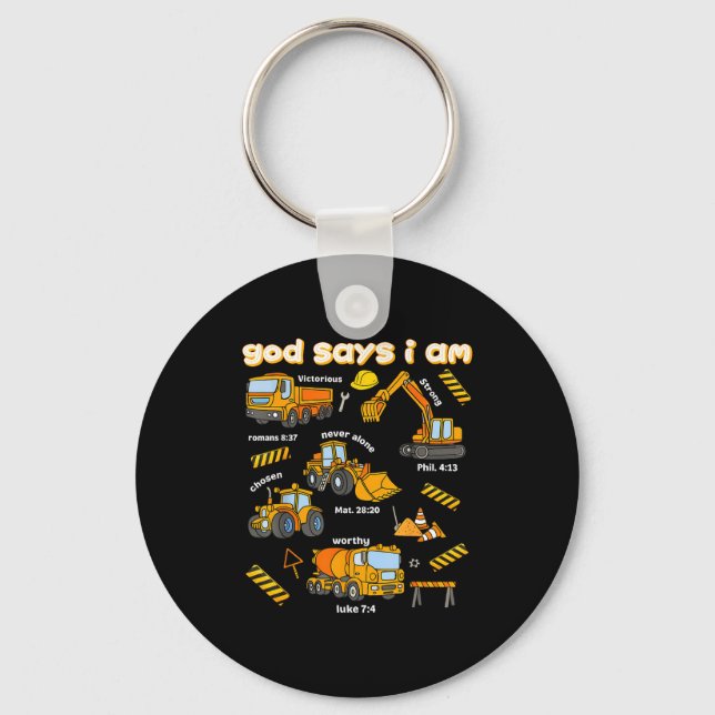 Porte-clés God Says I Am Christian Bible Verses Boys Construc (Recto)