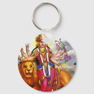 Porte-clés Goddess Durga with Lion Painting