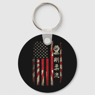 Porte-clés Goju Ryu Karate USA Drapeau Américain Japonais Doj