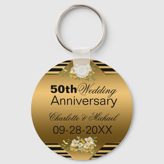 Porte-clés Gold 50th Wedding Anniversary (Recto)