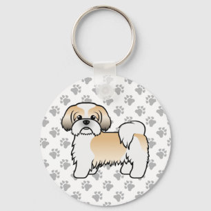Porte-clés Gold And WhiteShih Tzu Cute Cartoon Dog