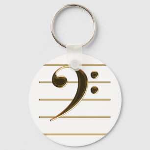 Porte-clés Gold Bass Clef Music Note