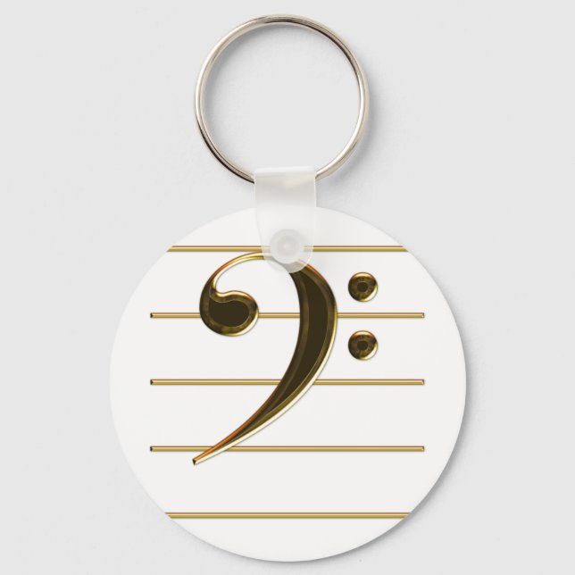 Porte-clés Gold Bass Clef Music Note (Recto)