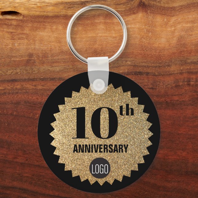 Porte-clés Gold Black 10e anniversaire Logo cadeau employé (Recto)