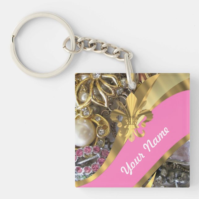 Porte-clés Gold bling fleur de lys (Devant)