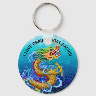 Porte-clés Gold & Blue I Love Dragon Boat Racing