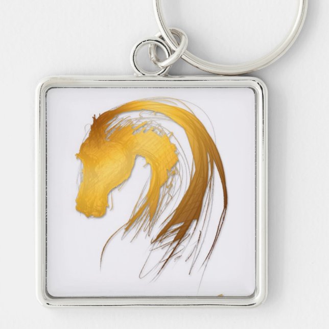 Porte-clés Gold Chinese Horse Année Zodiac Anniversaire Porte (Devant)