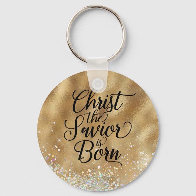 Porte-clés Gold Christ le Sauveur Noël chrétien (Recto)