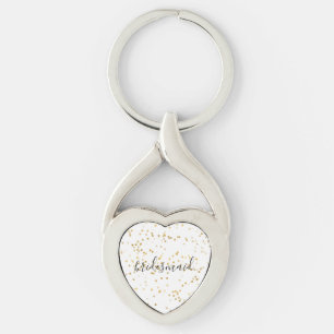 Porte-clés Gold Glam Confetti Bridesmaid