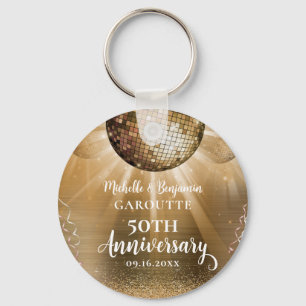 Porte-clés Gold Glam Disco Ball 50e anniversaire Mariage