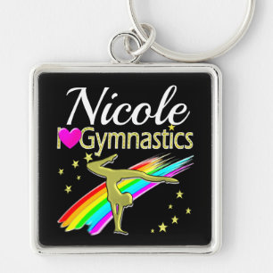 PORTE-CLÉS GOLD GLITZY J'AIME GYMNASTICS CONCEPTION CUSTOMISÉ
