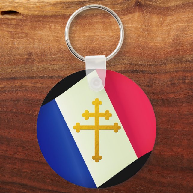 Porte-clés Gold Lorraine Cross & French Flag / France (Recto)