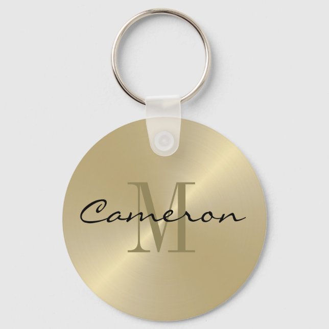 Porte-clés Gold On Gold Initial et nom personnalisé (Recto)