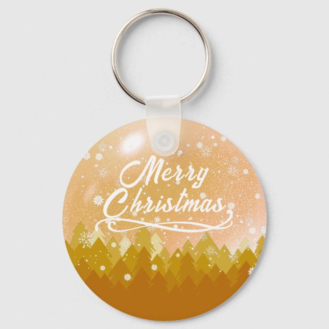 Porte-clés Gold White paisible Forêt de neige Joyeux Noël (Recto)