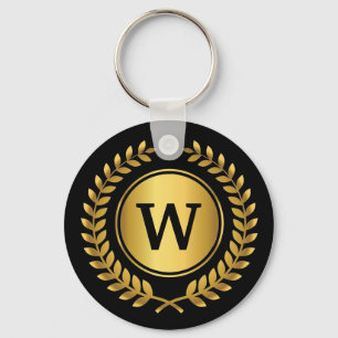 Porte-clés Golden Laurel Wreath Monogrammé