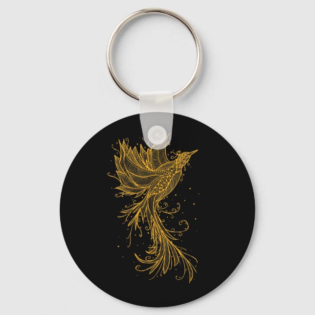 Porte-clés Golden Phoenix Lineart Porte - clé (Recto)