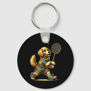 Porte-clés Golden Retriever Badminton Player Navette
