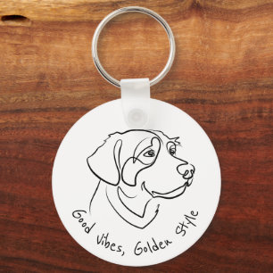 Porte-clés Golden Retriever - Bonne Vibration, Style Doré