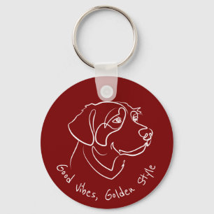 Porte-clés Golden Retriever - Bonne Vibration, Style Doré