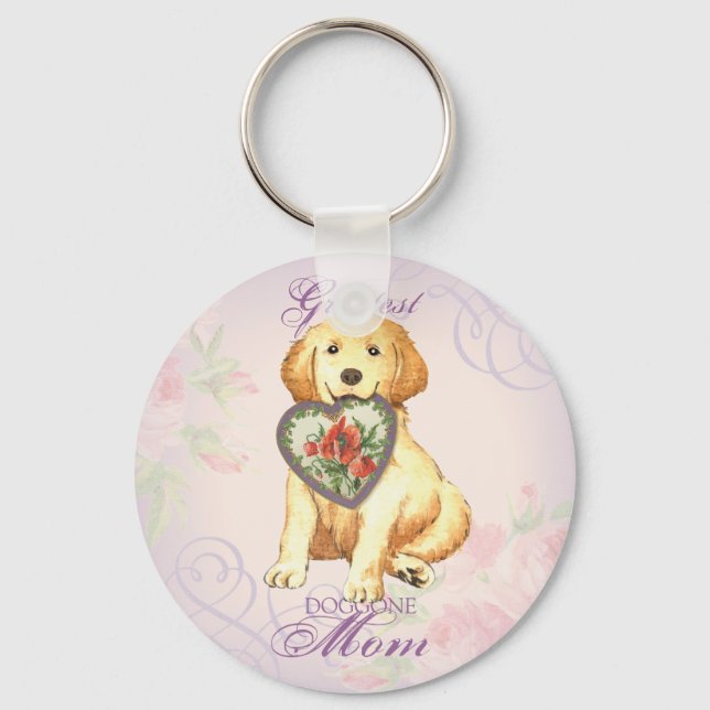 Porte-clés Golden Retriever Heart Maman (Recto)