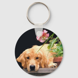 Porte-clés Golden Retriever Keychain With Flower