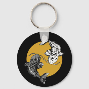 Porte-clés Golden Sun Koi Carps Cercle