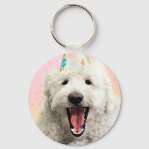 Porte-clés Goldendoodle avec Casquette du parti