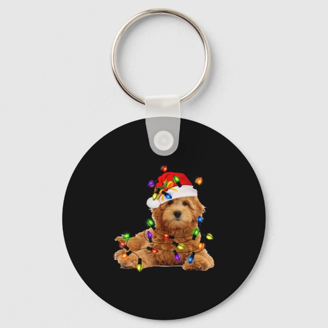 Porte-clés Goldendoodle Christmas Père Noël (Recto)