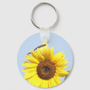 Porte-clés Goldfinch américain sur tournesol
