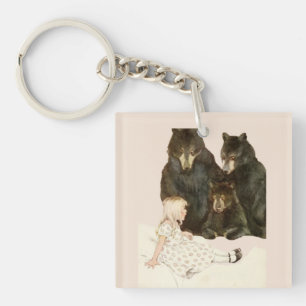 Porte-clés Goldilocks & the 3 Bears Vintage Illustrations Squ