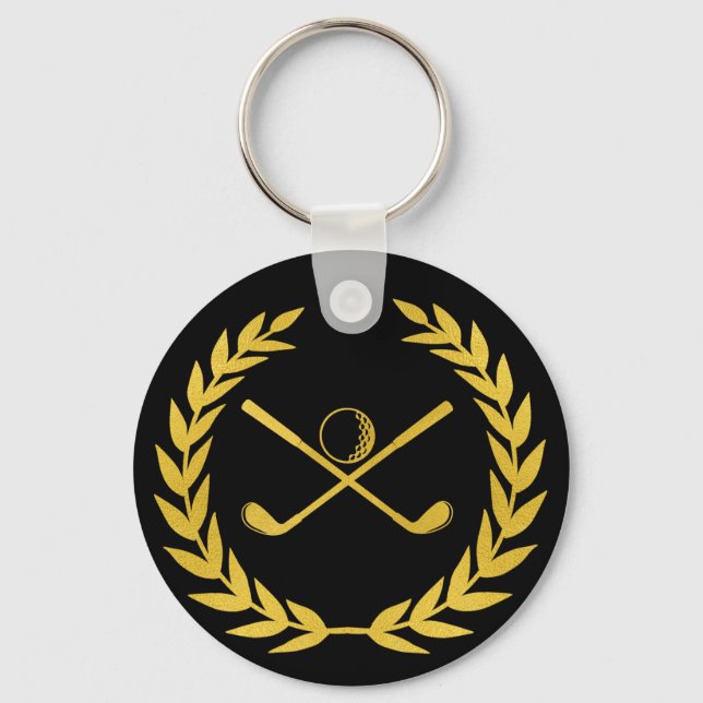 Porte-clés Golf Club Gold Personnalisé Minimal Wreath Golf (Recto)
