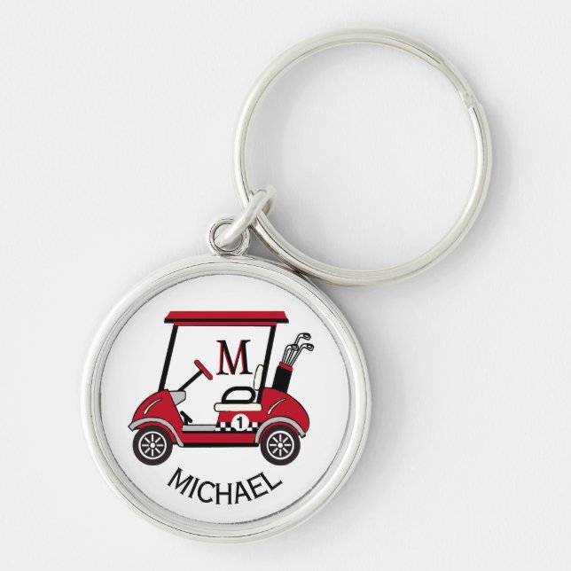 Porte-clés Golf Guy Cadeau personnalisé Panier Nom du monogra (Devant)