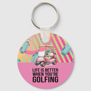 Porte-clés Golf rose thème pour femme Golfer Party