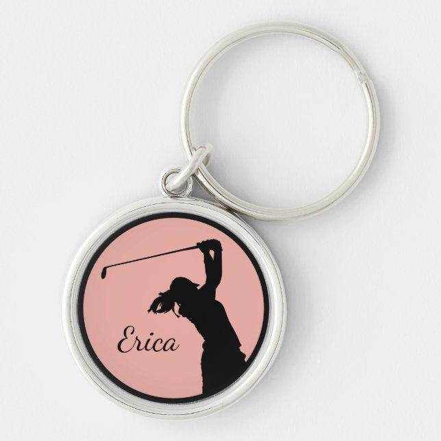 Porte-clés Golfer Girl Golf Personnalisé Golf (Devant)