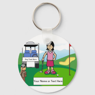 Porte-clés Golfeur personnalisé - Dessin féminin