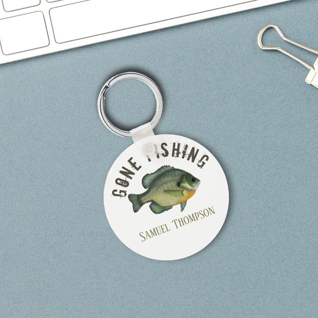 Porte-clés Gone Fishing Sunfish Poisson Moderne Pêcheur Cute (Gone Fishing Custom Keychain. )